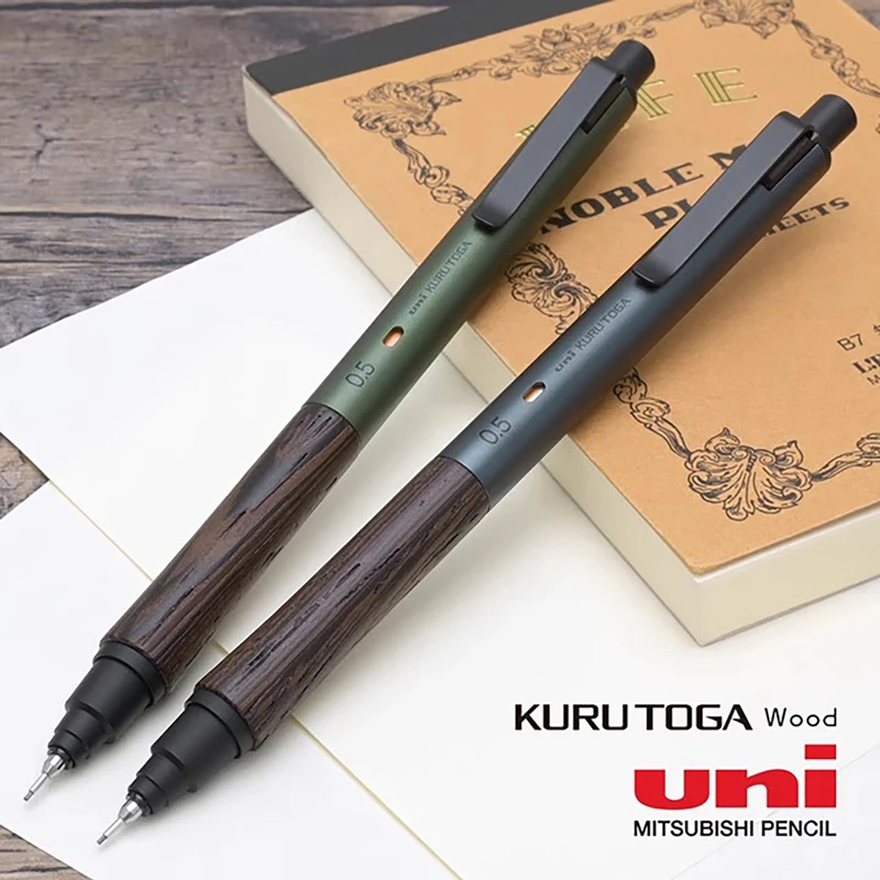 

UNI M5-KW Mechanical Pencil 0.5mm HB Lead KURU TOGA Spiral Rotation Anti-Break Design Lightweight Metal&Wood Grip for School Art