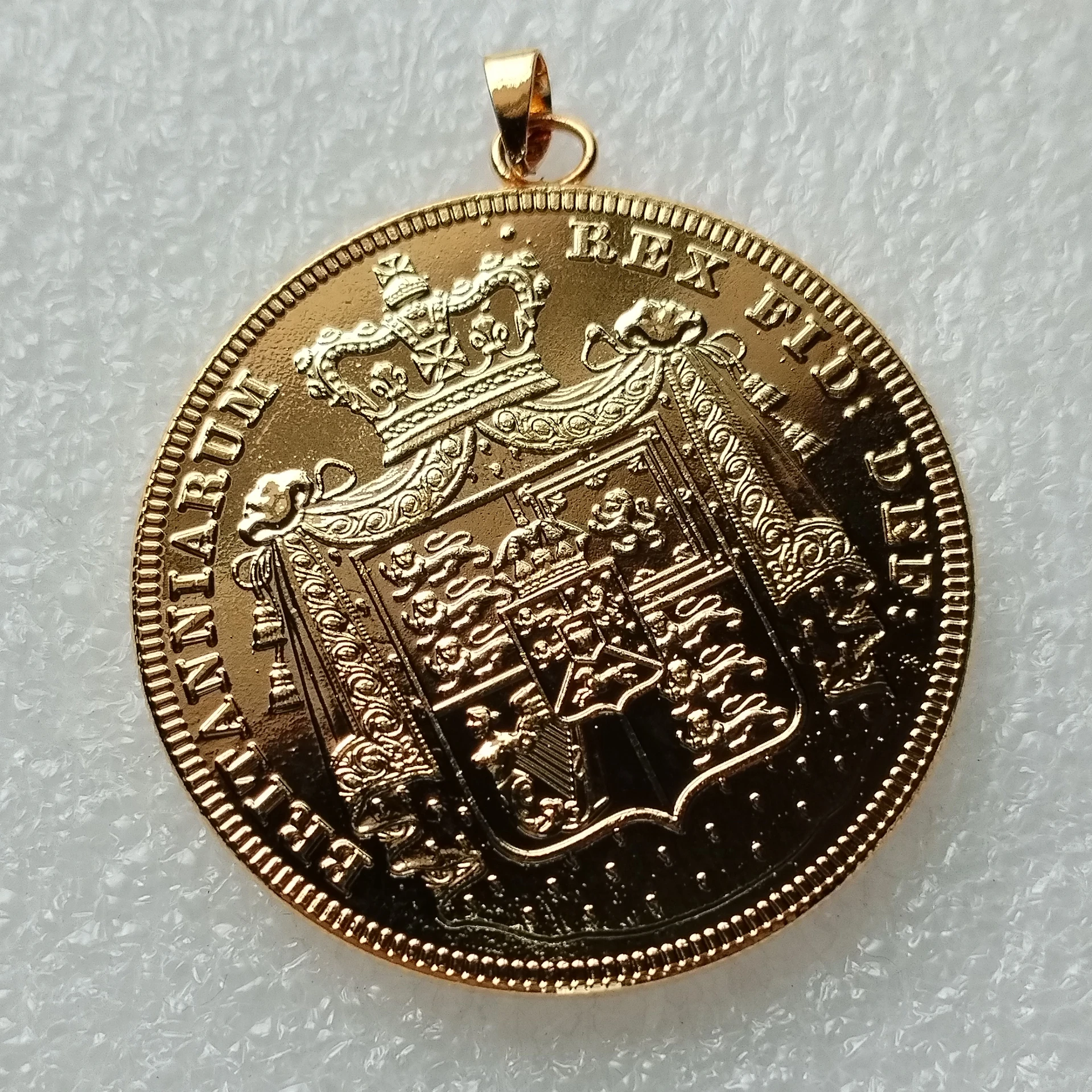 Vintage Pendant with United Kingdom Georcivs 1826 Gold Plated Decorative Festival Gift Coin 38mm