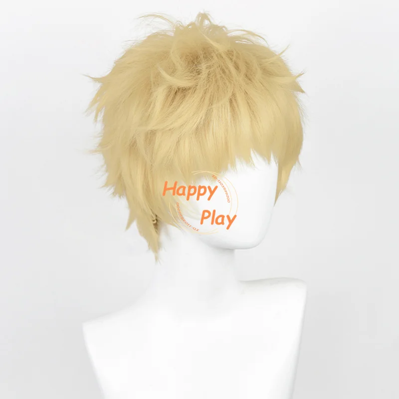 Tsuki shima Kei Cosplay Perücke 26cm kurze hell goldene Kei Tsuki shima Anime Cosplay Perücken hitze beständige Kunst haar Perücke Kappe