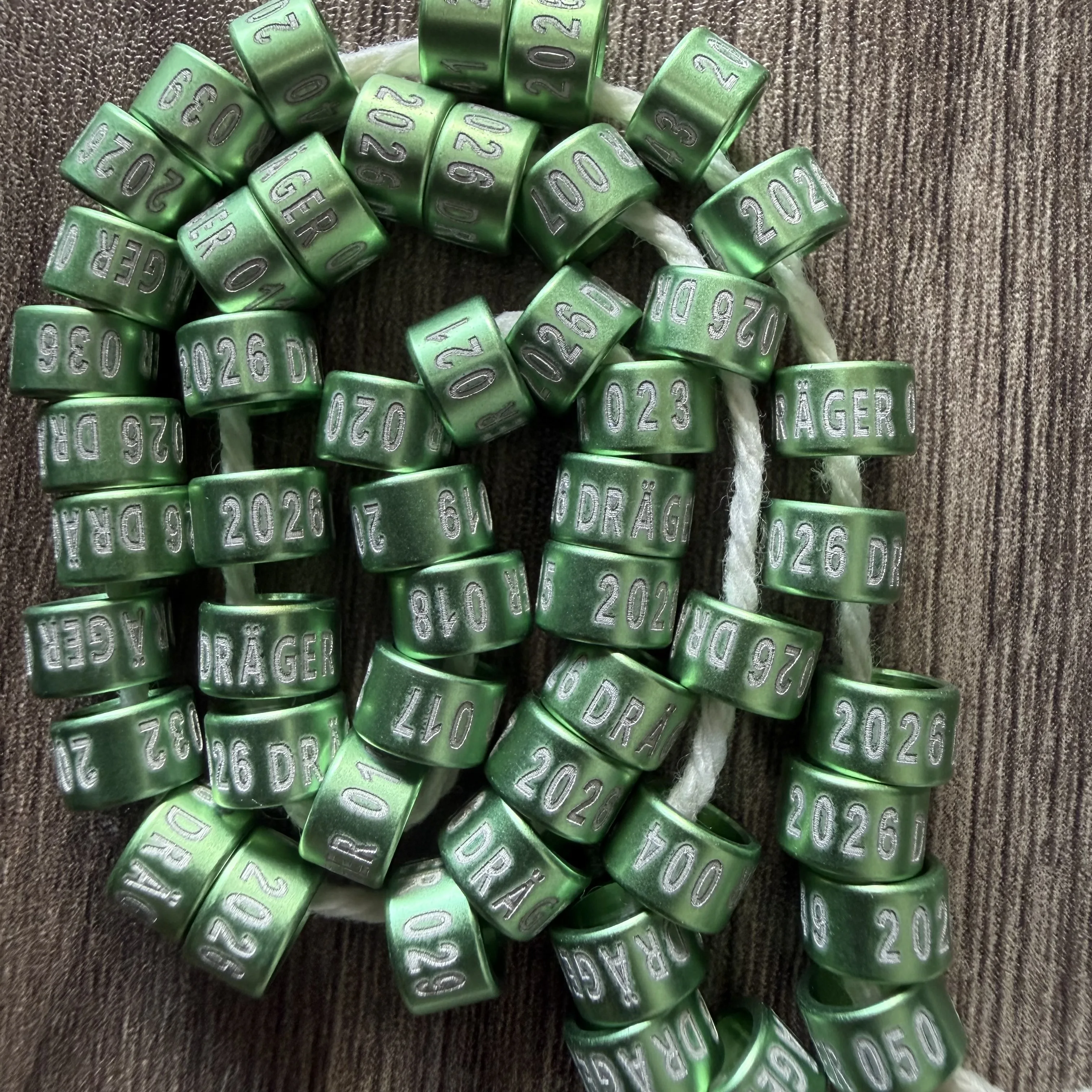 Custom 50PCS Aluminum Bird Leg Bands 2026 Green, Closed for Newborn 10days