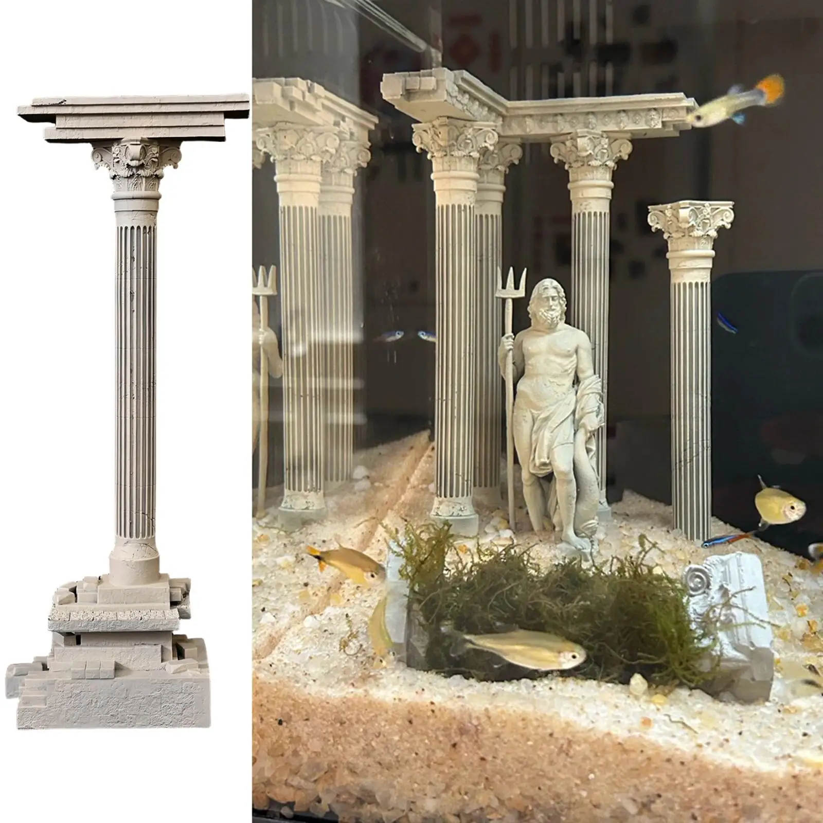 Roman Column Decoration Resin Roman Pillar Decor for Small and Medium Fish Tanks