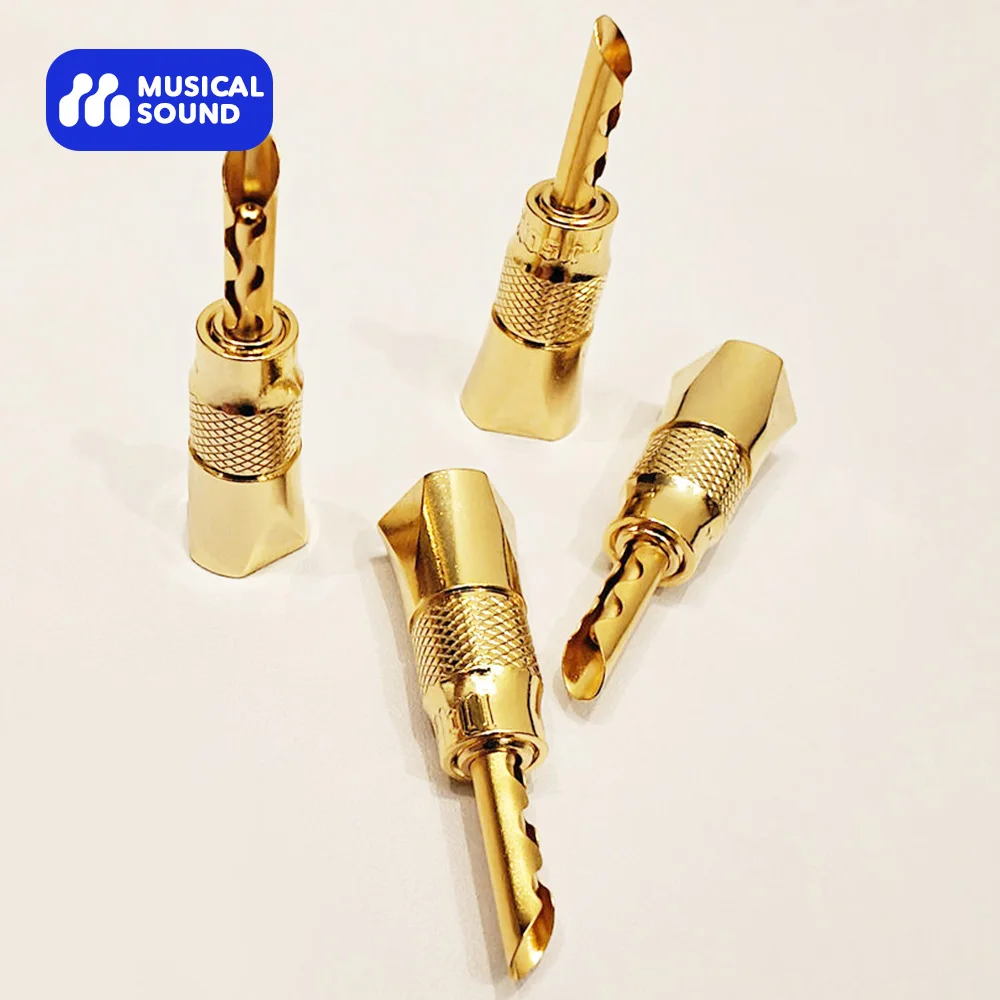 Musical Sound Hign-end Banana Plugs 4 Pieces Gold Plated Speaker Plugs for Speaker Wire, Wall Plate, Home Theater