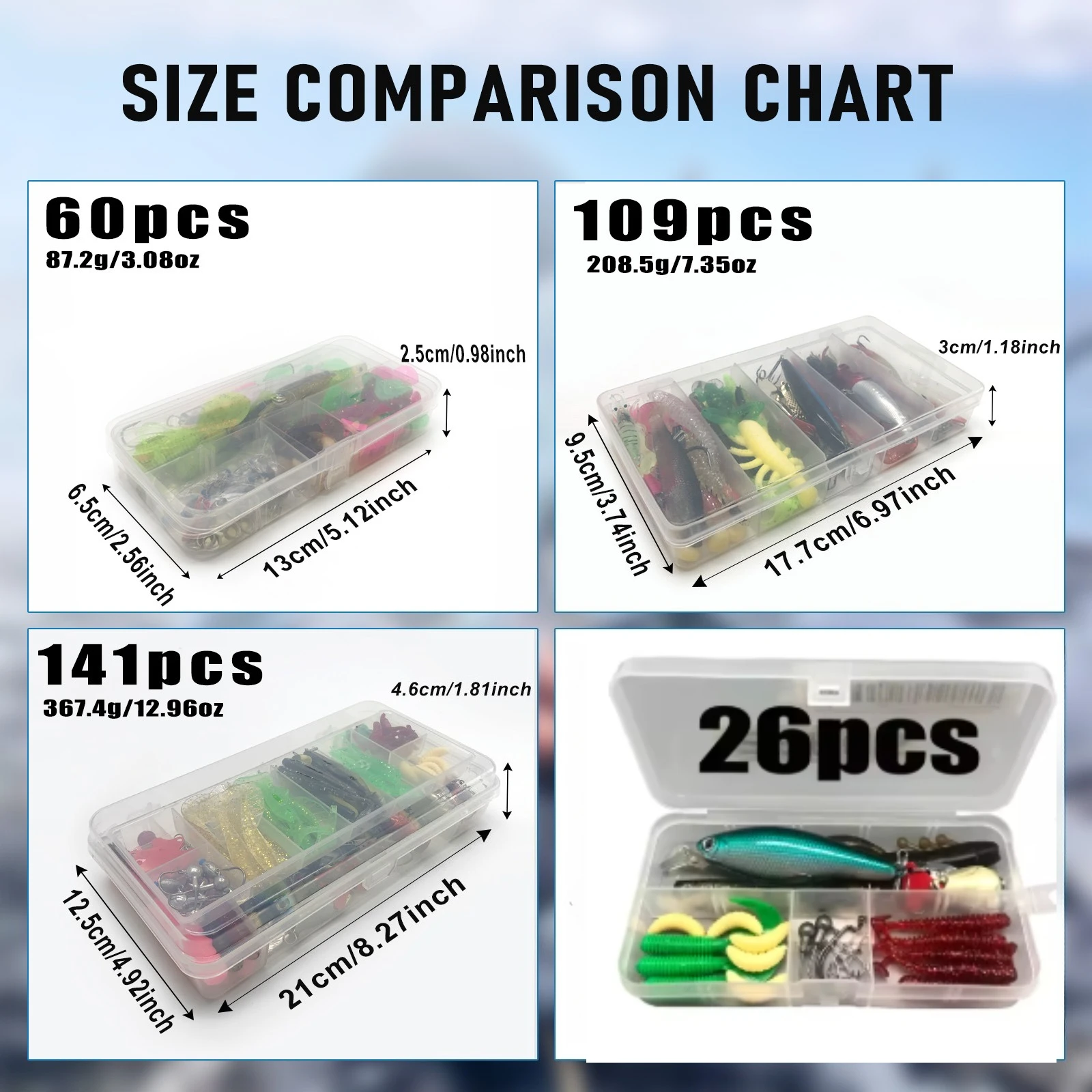 الصيد 26/60/109/141/187 قطعة الصيد إغراء عدة ل سمك السلمون المرقط/بايك/باس متعدد إغراء الصيد مجموعة الطبقات معالجة برو والعتاد معالجة صندوق