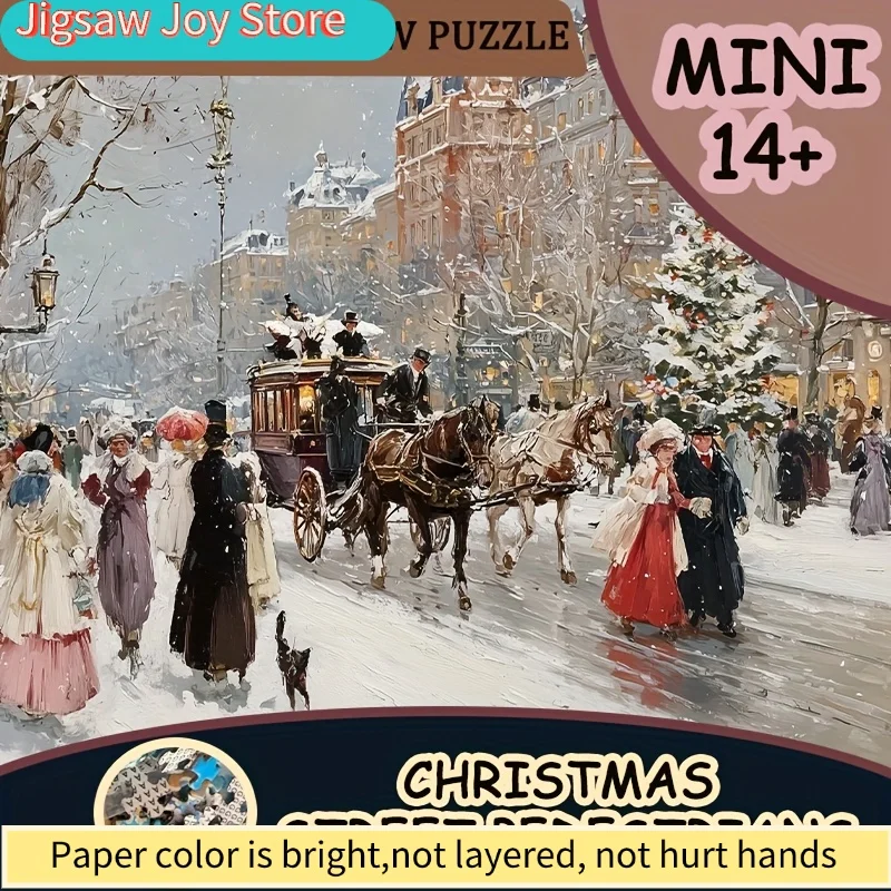 1 Box() Mini Paper Puzzles for Adult: "Christmas Street Pedestrians" or Party Games & Activities Applied for Party Games & Act