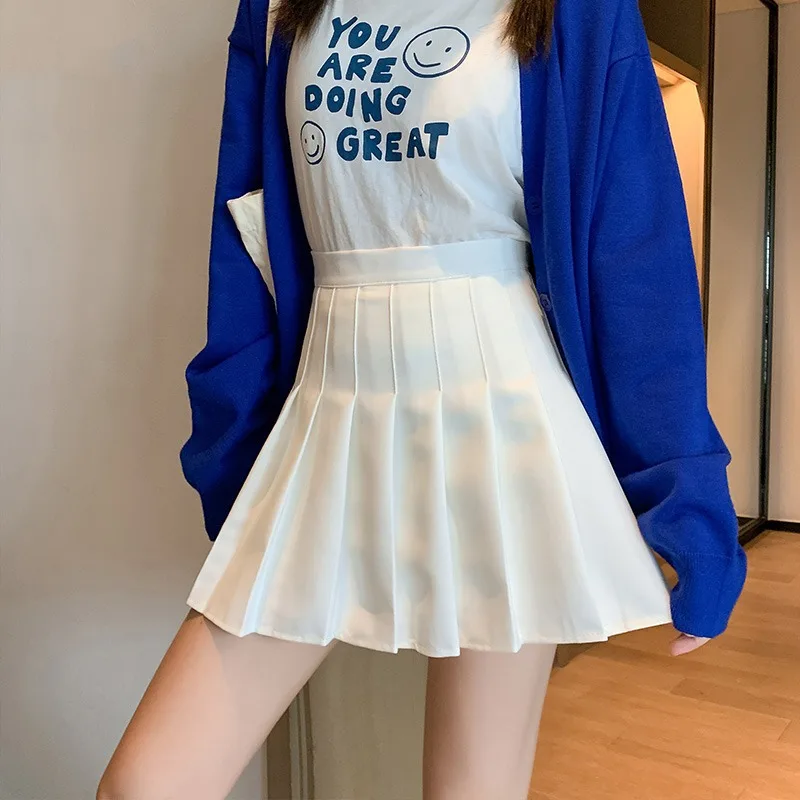 

White Women Pleated Skirts Summer High Waist Zipper Girls Dancing JK Mini Skirts Black Fashion Student A Line Faldas 2025
