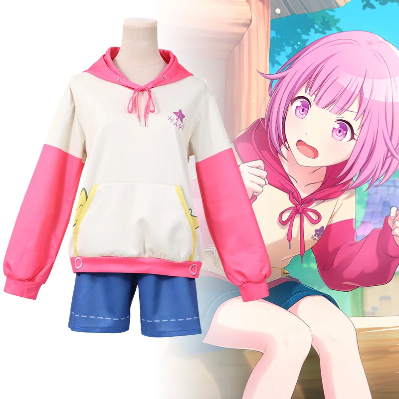 Anime-Projekt Sekai Otori Emu Cosplay-Kostüm 2025, Kapuzenanzug für Damen, niedliche Shorts, Party, Halloween, Karneval, rosa Spieluniformen