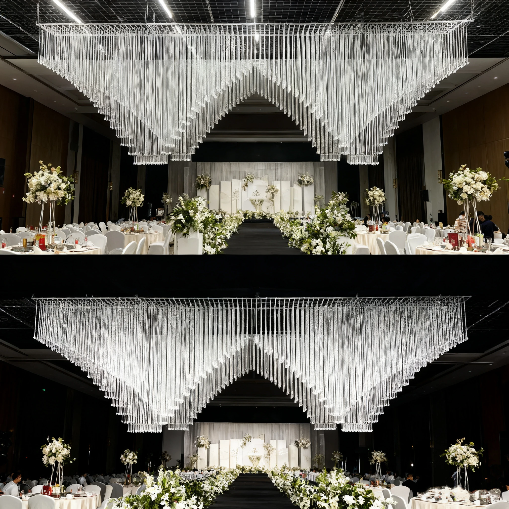 

Dreamy Ceiling Hanging Decoration Acrylic Crystal Bead Curtain Wedding Arch Party Event Stage Background Decor Props