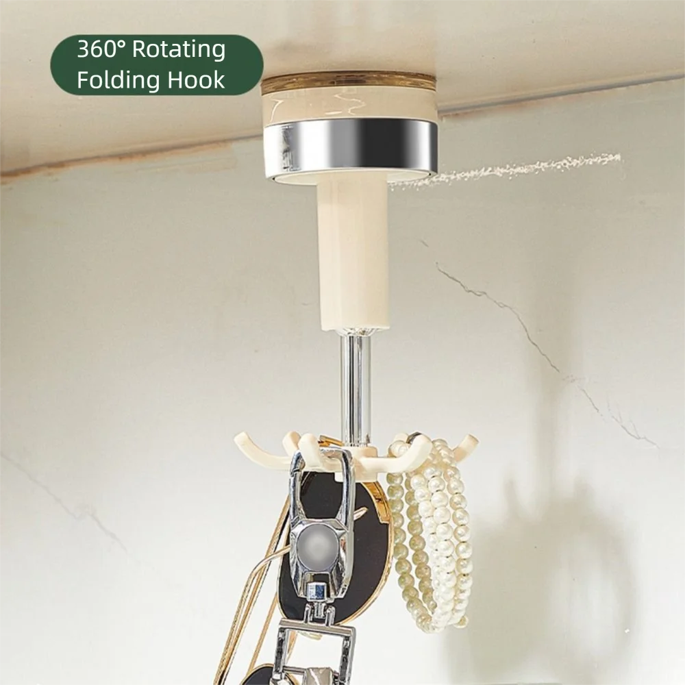 مثبت على الحائط 360 °   الدورية للطي هوك قوية معلقة حامل أدوات المطبخ توفير المساحة Traceless شفط كأس هوك الحمام