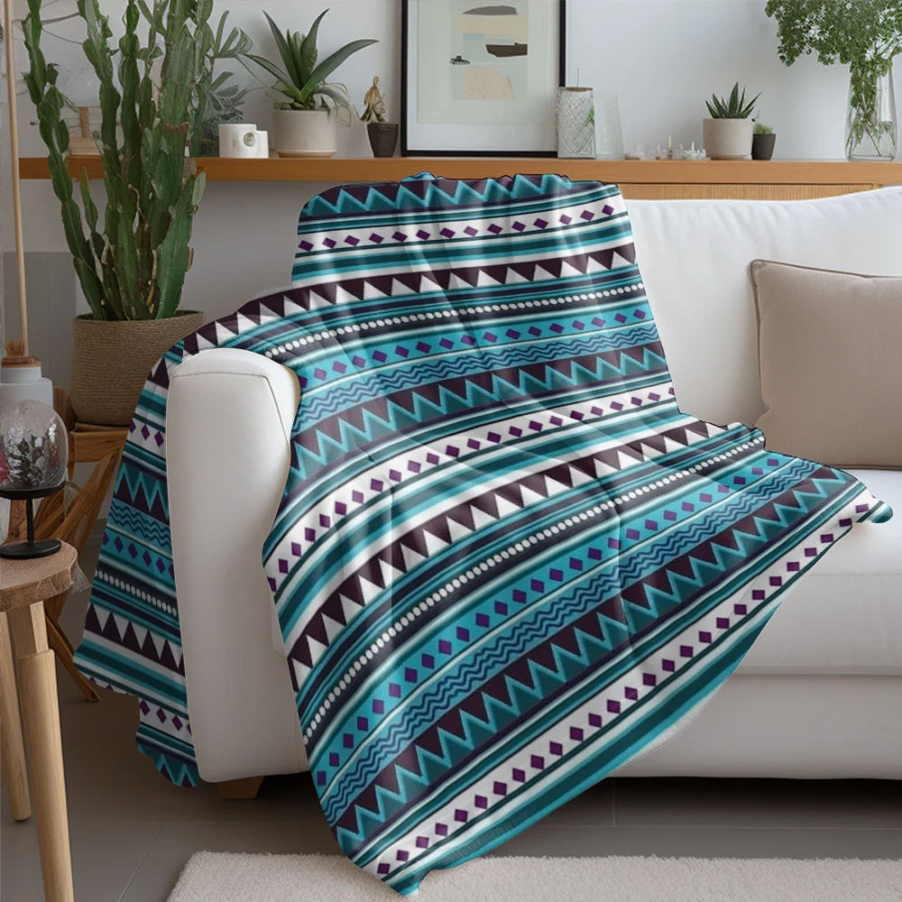 Colorful Tribal Pattern Blanket Geometric Kilim Style Throw Blanket Soft Cozy Sofa Bed Bedspread for Kids Teens Women