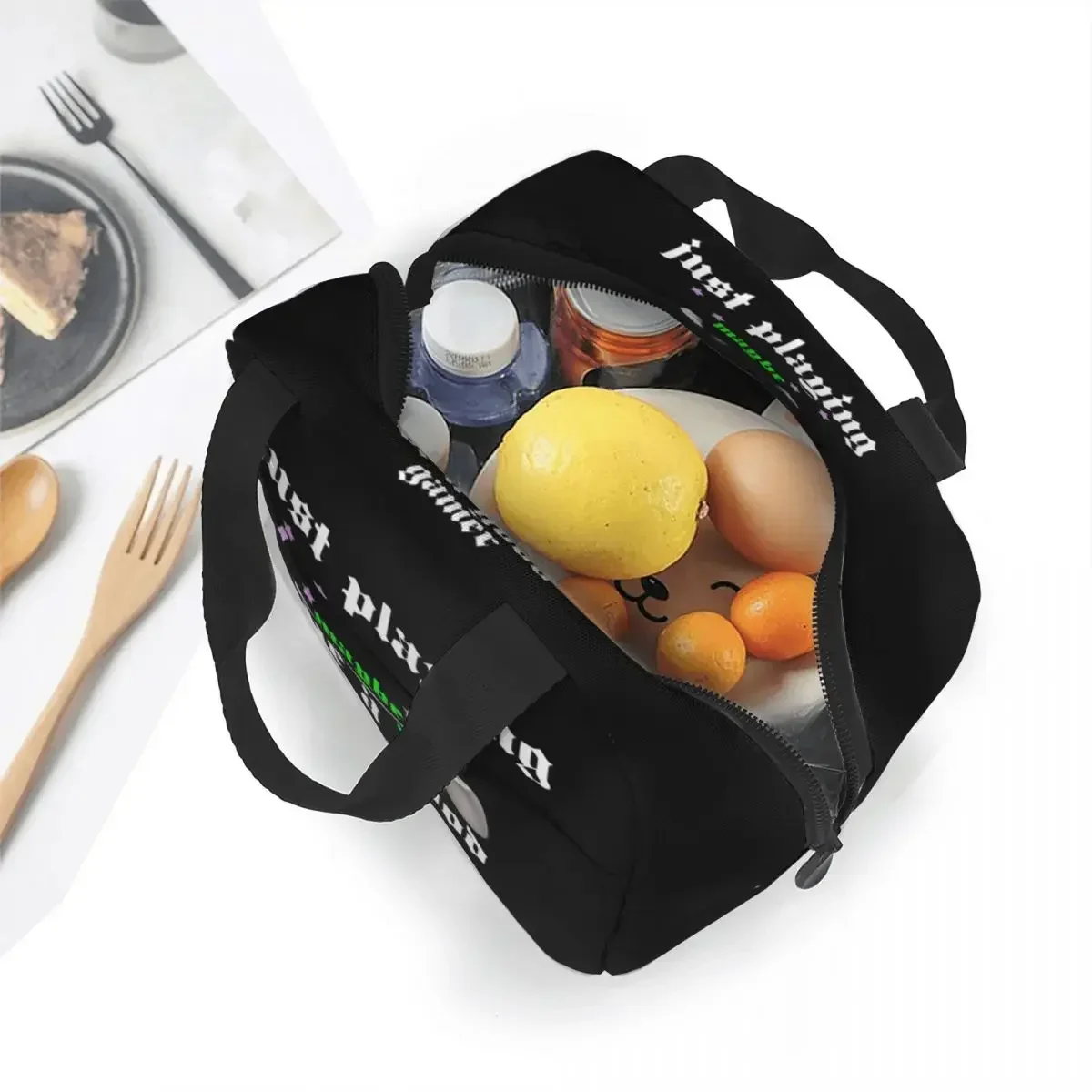 Just Playing Video Game Controller Insulated Lunch Bags Portable Lunch Container Thermal Bag Tote Lunch Box Office Picnic