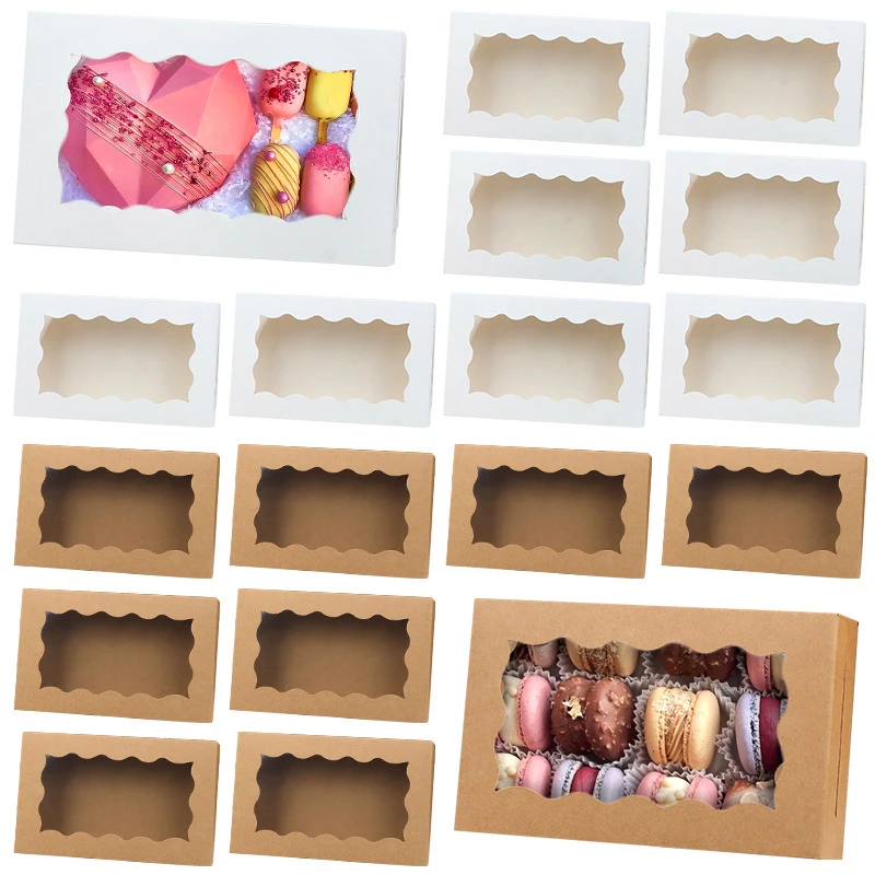 30Pcs Cake Bakery Boxes With Window For Chocolates Candy Dessert Cupcake Packing Birthday Party Wedding Supplies Christmas Gifts