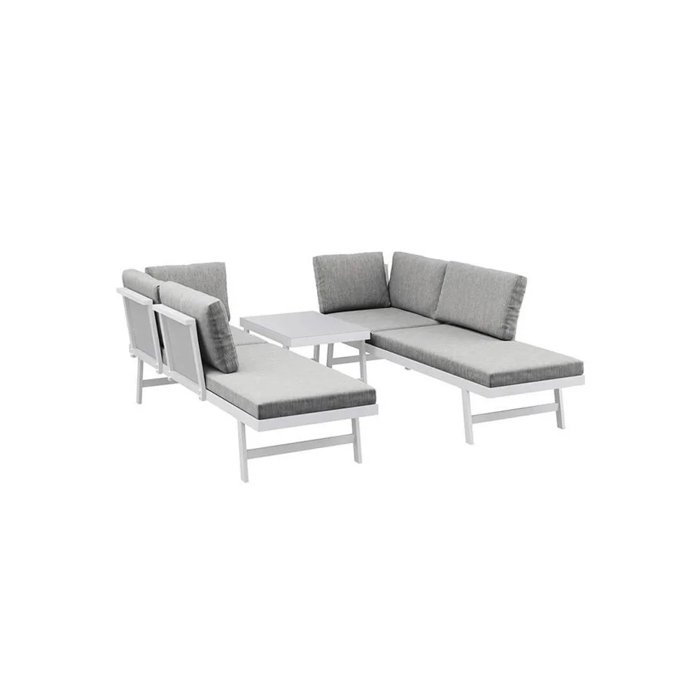 Aluminum 3-Piece Outdoor Garden Sets Table Seat Outside Sofa Lounger Furniture Enhance Resort Hotel Villa Beach Terrace Out Door