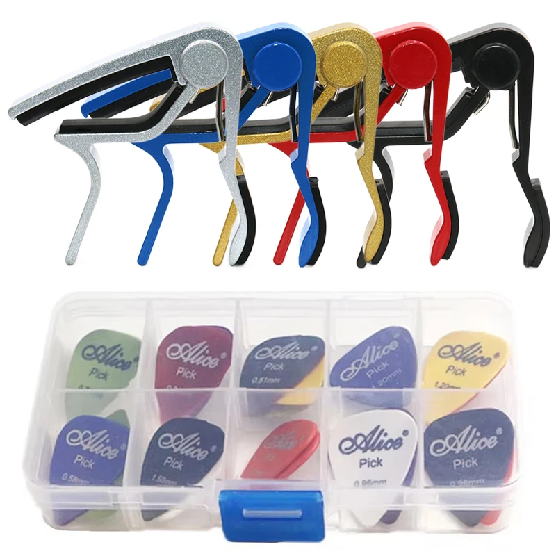 

Набор медиаторов и каподастр для гитары, универсальный многофункциональный каподастр из металлического сплава для акустических, электрических, басовых гитар и укулеле TMZ