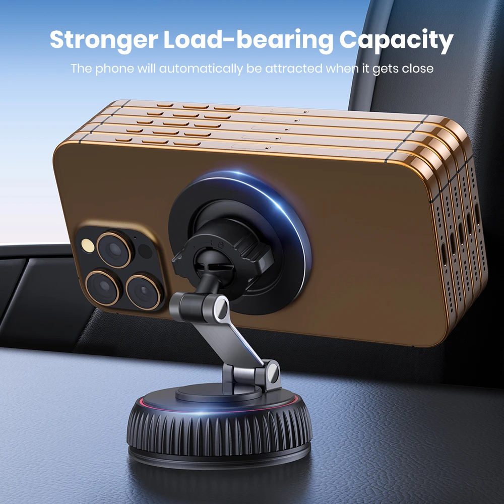 TOPK マグネット式車載スマホホルダー 折りたたみ式 Magsafe対応 360度回転 ° iPhone、Samsung用回転式吸盤スタンド、壁掛けデスクホルダー