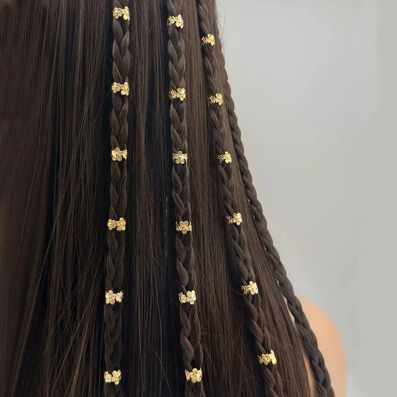 40Pcs Vine Leaf Shaped Alloy Hair Braid Ring Vintage Pin Dreadlock Women Girls Summer Accessories Loc Jewelry Gift