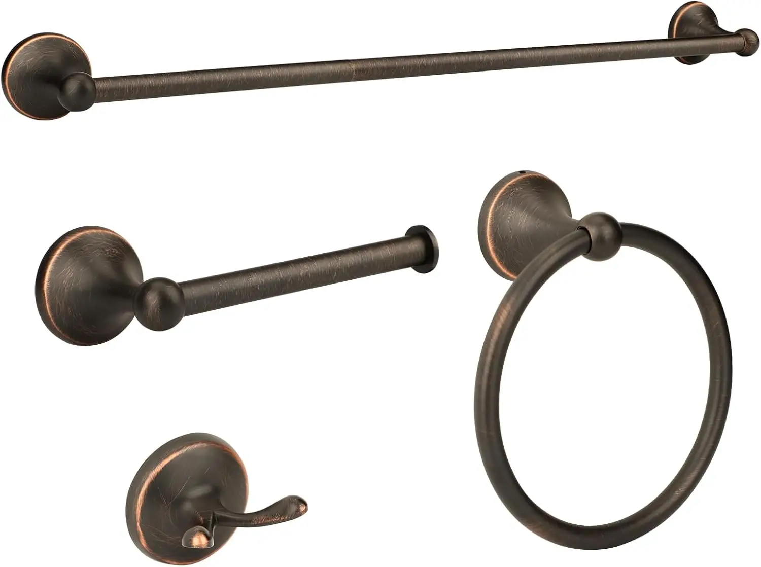 4-Piece Oil Rubbed Bronze Bathroom Hardware Set, 24' Towel Bar & Rack