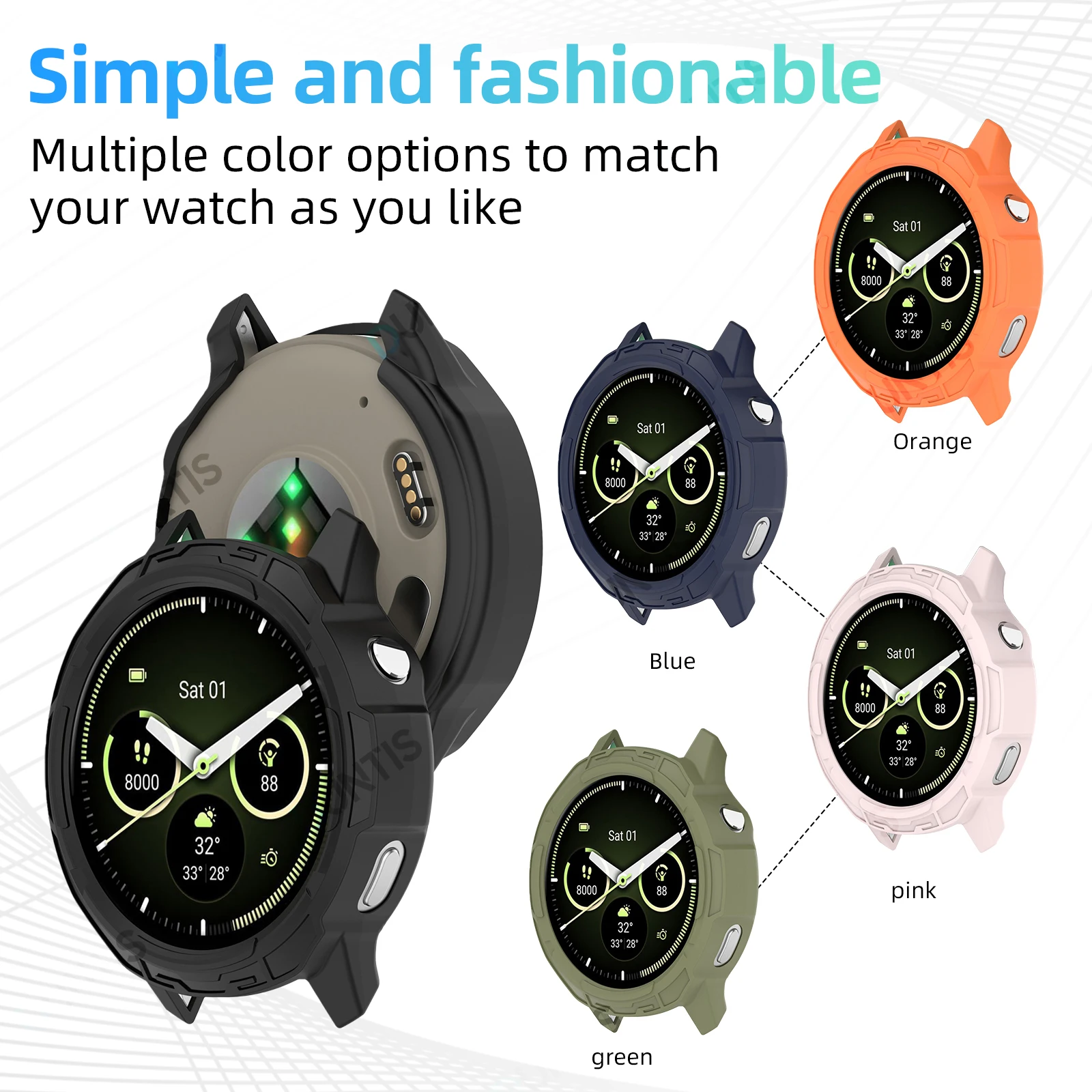 غطاء حماية لساعة Garmin Venu 4 41 ملم / 45 ملم مقاوم للصدمات من السيليكون الناعم المقاوم للكسر #4