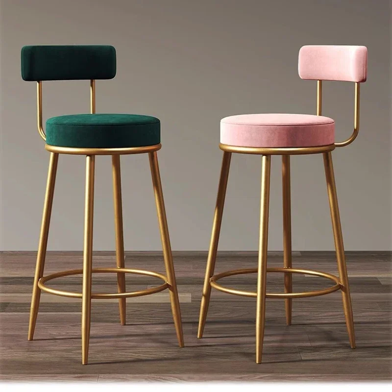 

Nordic Velvet Bar Stools Counter Heightend Bar Chairs Upholstered Stools with Gold Legs for Modern Home Bar Luxury Seating