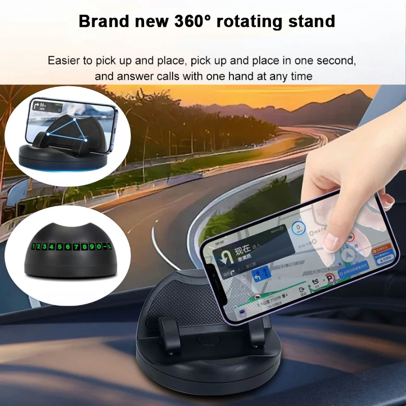 

Car Dashboard Phone Holder 360 Degree Rotatable Dashboard Cell Phone Holder Multifunctional Phone Mount With Number Plate