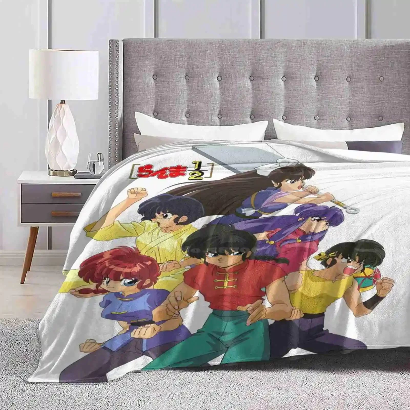 Ranma Group Fight Trend Style Funny Fashion Soft Throw Blanket Ranma Akane Shampoo Ran Chan Ukyo Ryoga Nabiki Kasumi Soun Genma