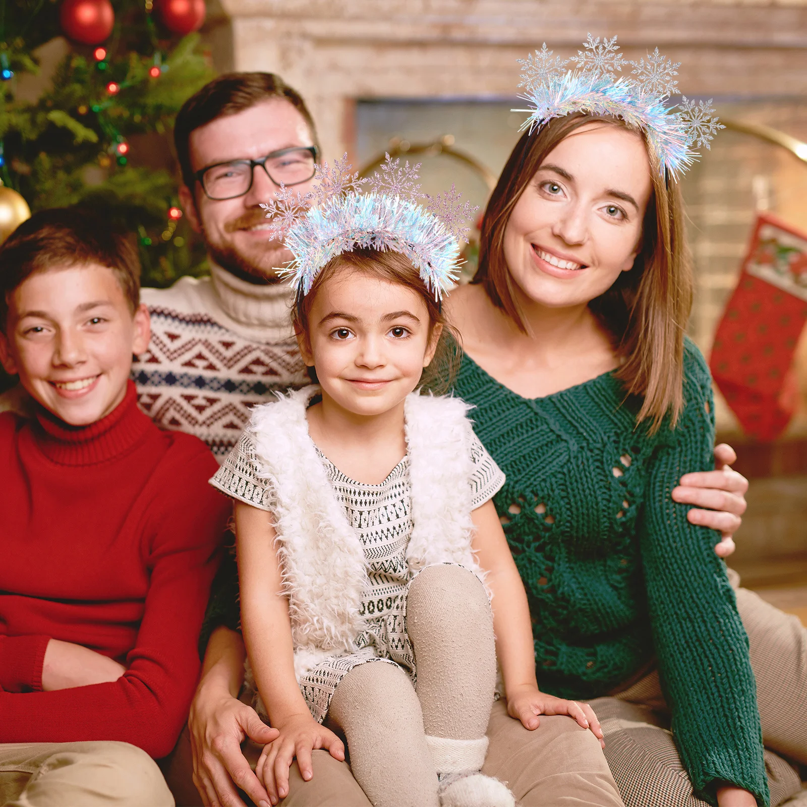 

2 pcs Christmas Headband Snowflake Glitter Felt Soft Party Festival Costume Accessory Cosplay Headdress Hair Styling Tool