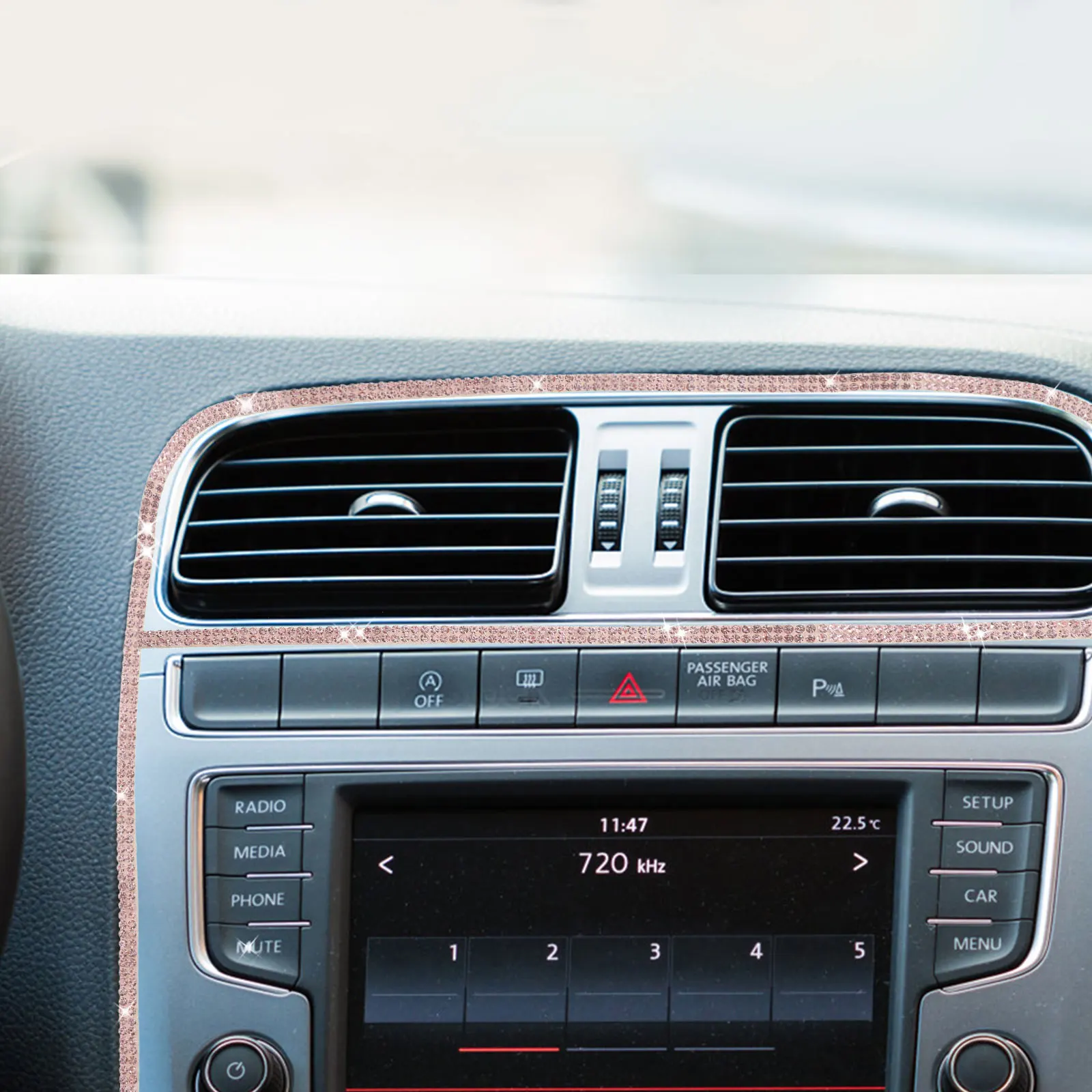 

Car Diamond Decoration Sticker Pink Rhinestone Adhesive Border Tape Self DIY Craft Material Lightweight Portable