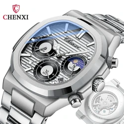 CHENXI 0092 Quartz Watches Fashion Bussiness Casual Luminous Moon Phase Chronograph Waterproof for Man Watch Clock Birthday Gift