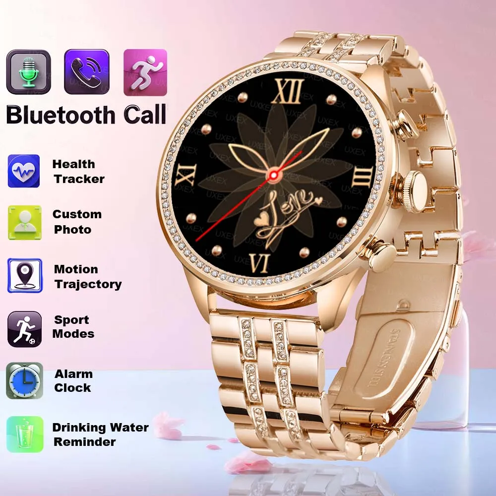 

1,28-дюймовый HD подарок на день Святого Валентина, умные часы, женские Bluetooth-будильник с вызовом, часы с голосовым помощником на заказ, женские деликатесы