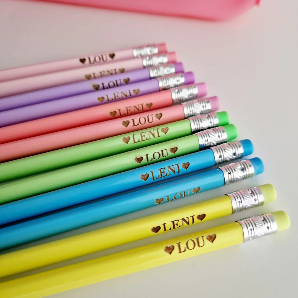 10 pcs Personalised name laser custom engraved pencils case case back to school for party home decoration supplies favors funny