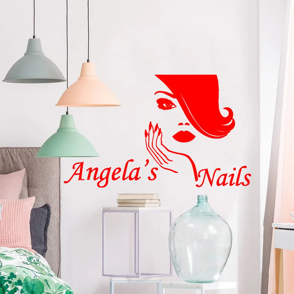 1 pc new cool nail Colorful Custom name Wall Art Decal Wall Stickers Pvc Material Kids Room Nature Decor Vinyl Art Decal