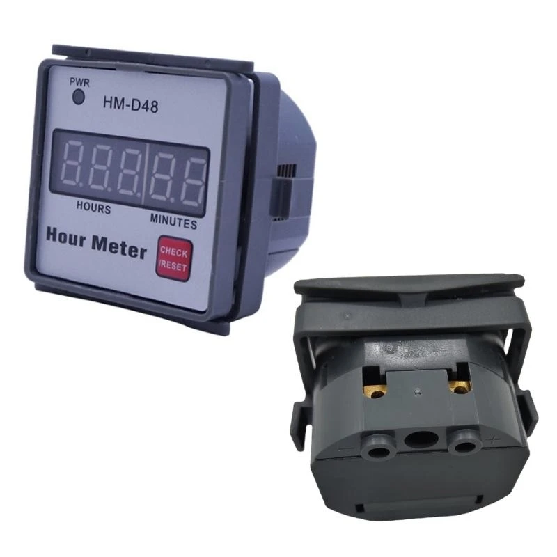 Contaore per generatore di tosaerba Attrezzatura per motori per trattori agricoli HM-D48 Contaore 0‐999,99 ore Timer 220V Contaore