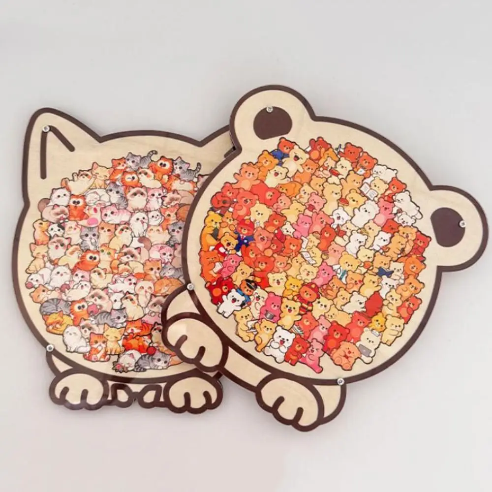 Puzzle in Legno a Forma di Gatto, Rompicapo Animale, Orsetto, Puzzle Colorato Unico e Irregolare Fai-da-Te