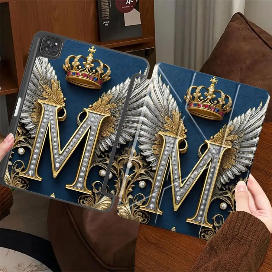 

Tablet Case For iPad Air 4 5 M3 M2 M4 11inch Pro 2025 Pro 11th 10th 9th 8th 7th 12.9inch Mini 6 7 Holder Cover Crown Lettern M