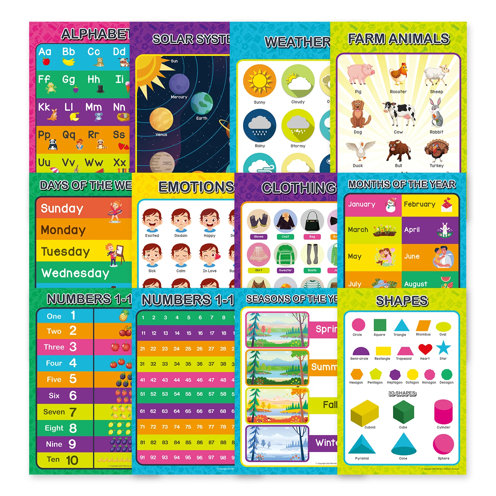 Educational Posters Sight Words and Word Families Posters Educational Charts, Classroom Posters and Decorations Learning Posters