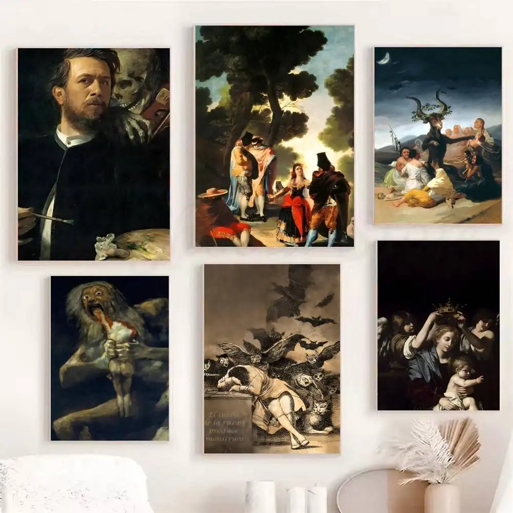 Works By Famous Painters F-Francisco De Goya Oil Painting Posters Fancy Wall Sticker for Living Room Bar Decoration Wall Decor