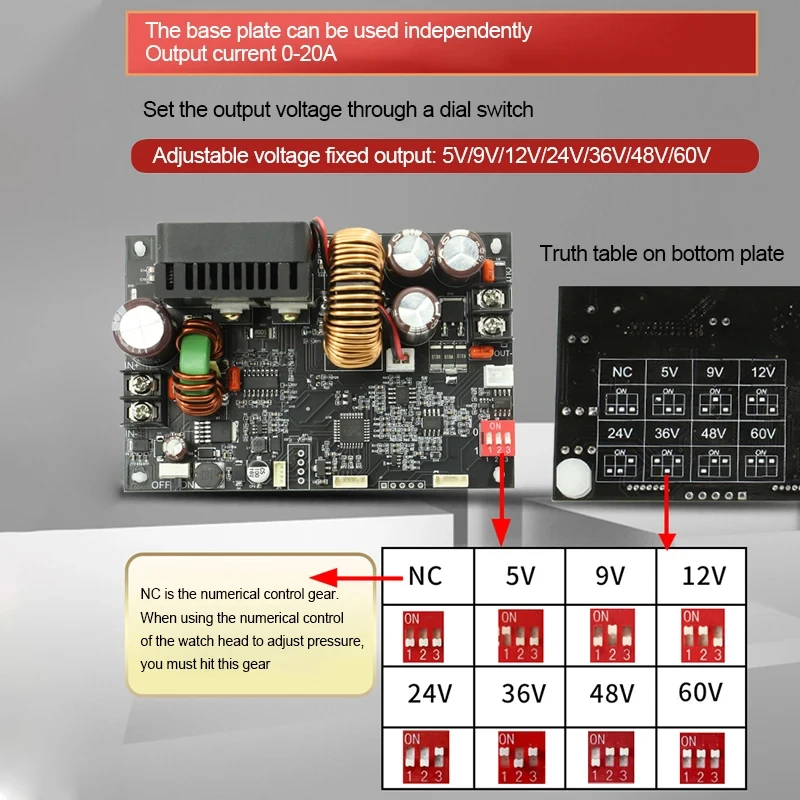 CNC 조정 가능한 DC 안정화 전압 전원 공급 장치, 정전압 정전류 스텝 다운 모듈, 베이스 플레이트, XY6015L, XY6020L