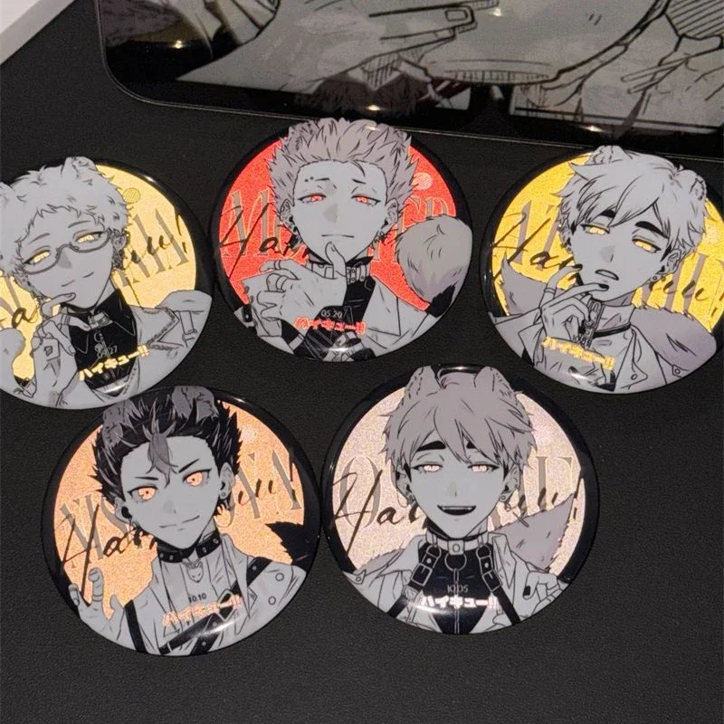 

Anime Haikyuu!! Miya Atsumu Osamu Tendou Satori Kei Tsukishima Yu Nishinoya Cosplay Double Flash Reflect Light Badge Gift