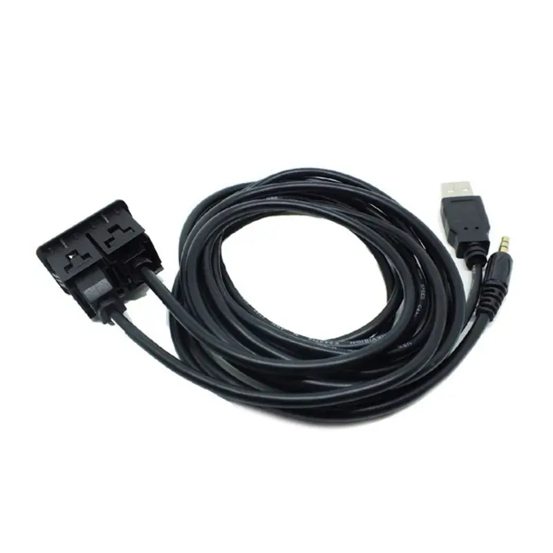 Auto Boat Bike Marine 3.5mm AUX USB Extension Cable Adapter 1.5M Car Dash Flush Mount Port Panel Transmits Audio Video
