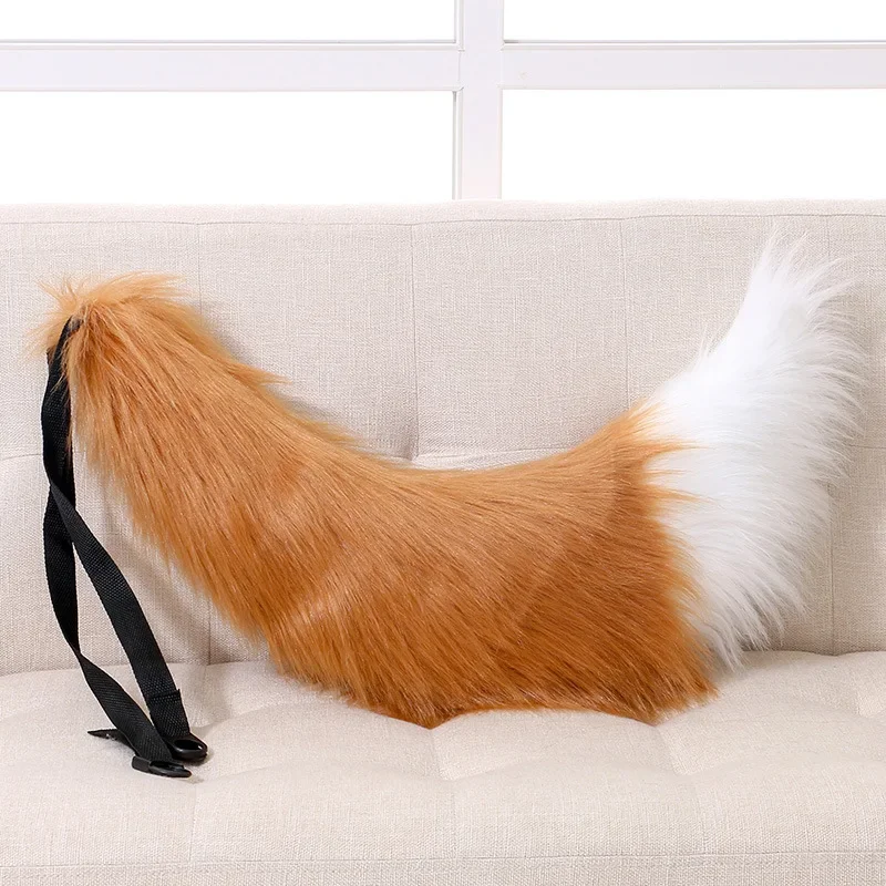 Adjustable Belt Fox Tail Cat Fur Furry Carnival Party  Gift  Anime Cosplay Costume for Adults Children Halloween Christmas