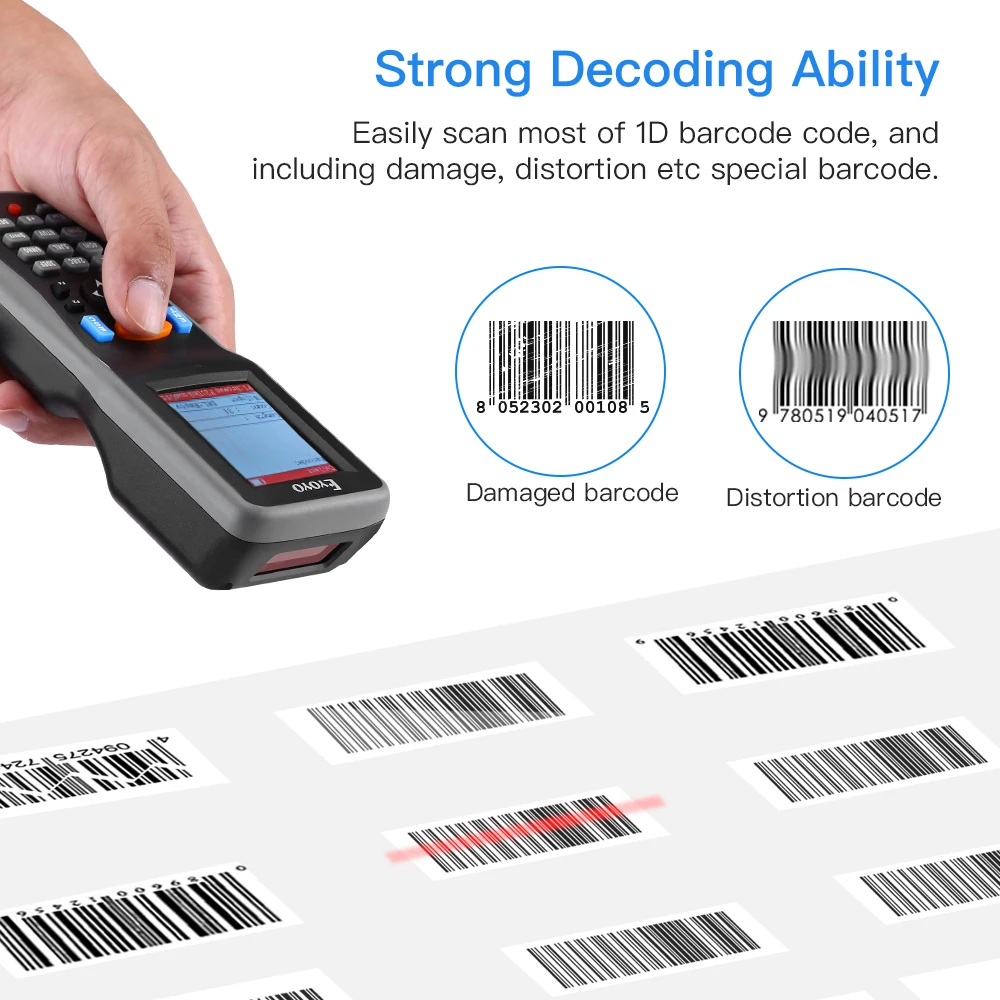 Eyoyo PDT6000 Data Collector Handheld 1D Laser Wireless Barcode Scanner 2.2 Inch TFT Screen Inventory Counter With USB Receiver