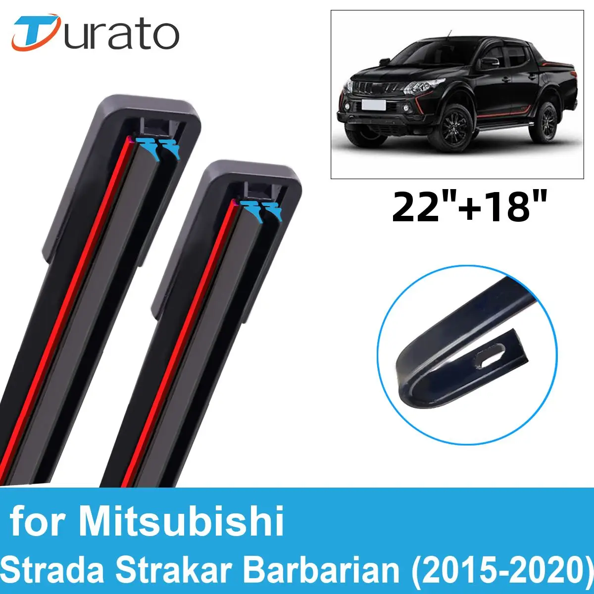 2PCS Car Wiper Blades for 2015-2020 Mitsubishi Strada Strakar Barbarian Front Windshield Double Rubber Car Accessories 2019 2020