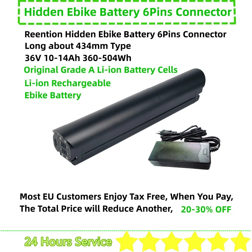 

Reention Hidden Bike Frame Ebike Battery 36V 10Ah 10.4Ah 11.6Ah 12.8Ah 14Ah Li-ion Rechargeable Battery Frame Hidden Battery