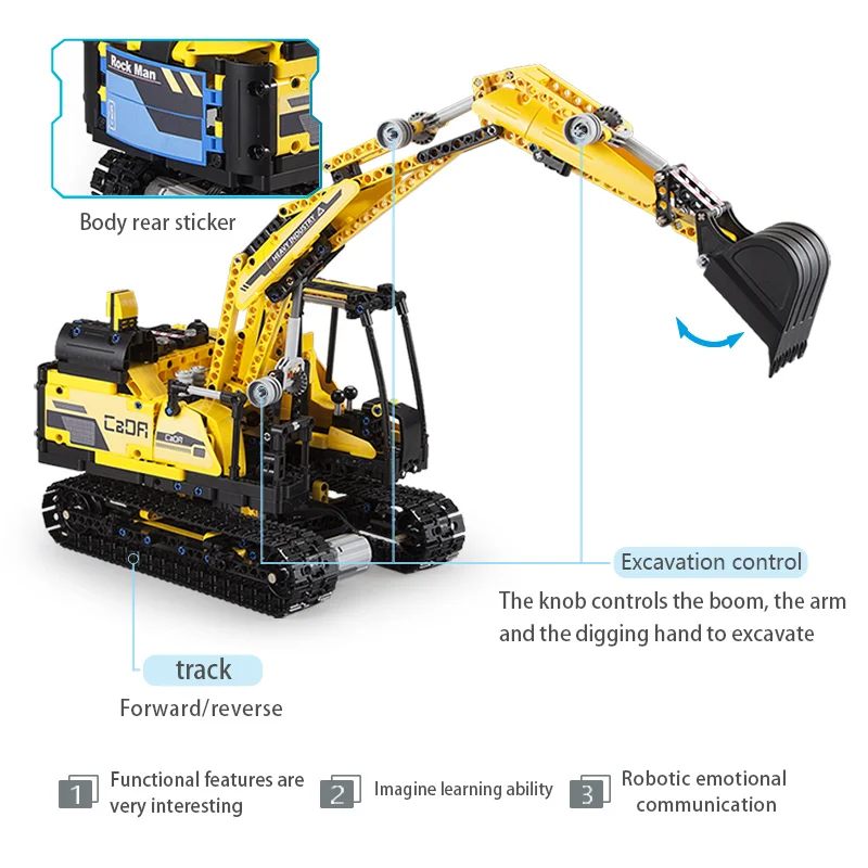 Cada 930PCS RC 2 in 1 Deformation Robot Megalithic Intelligent Building Blocks City Remote Control Excavator Bricks Toys for Kid