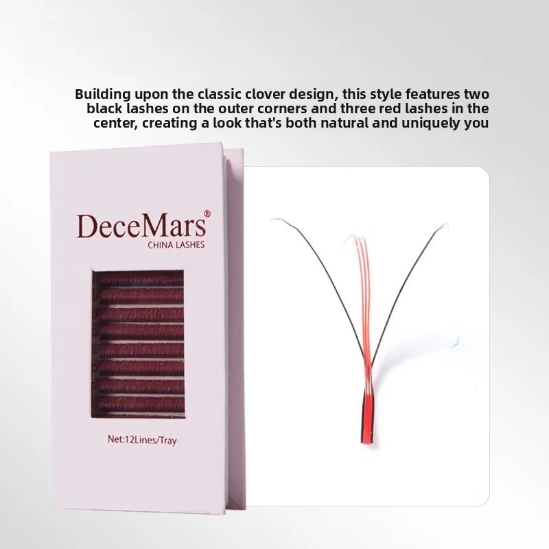 3D Sandwich Red Grafted Eyelashes W-shaped Eyelash Extension (12 Lines/tray)