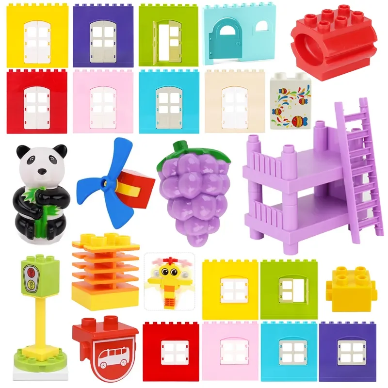 

Big Building Blocks Accessory Panda Grape Wall Window Compatible Large Bricks Assemble Children Kids Girl Creativity Toys Gifts