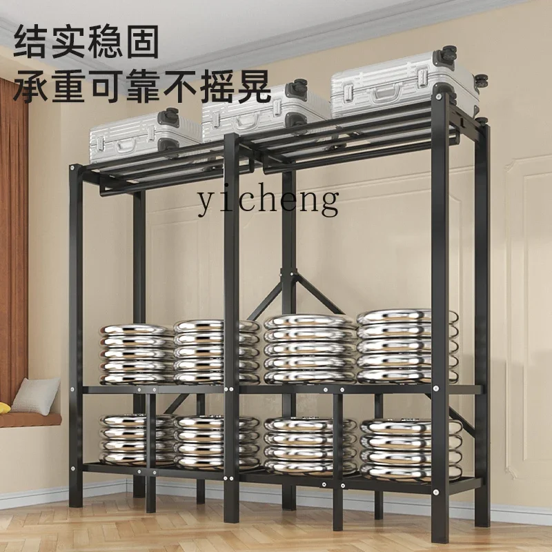 YFY  simple cloth wardrobe installation-free folding bold thickened full steel frame bedroom home rental room wardrobe