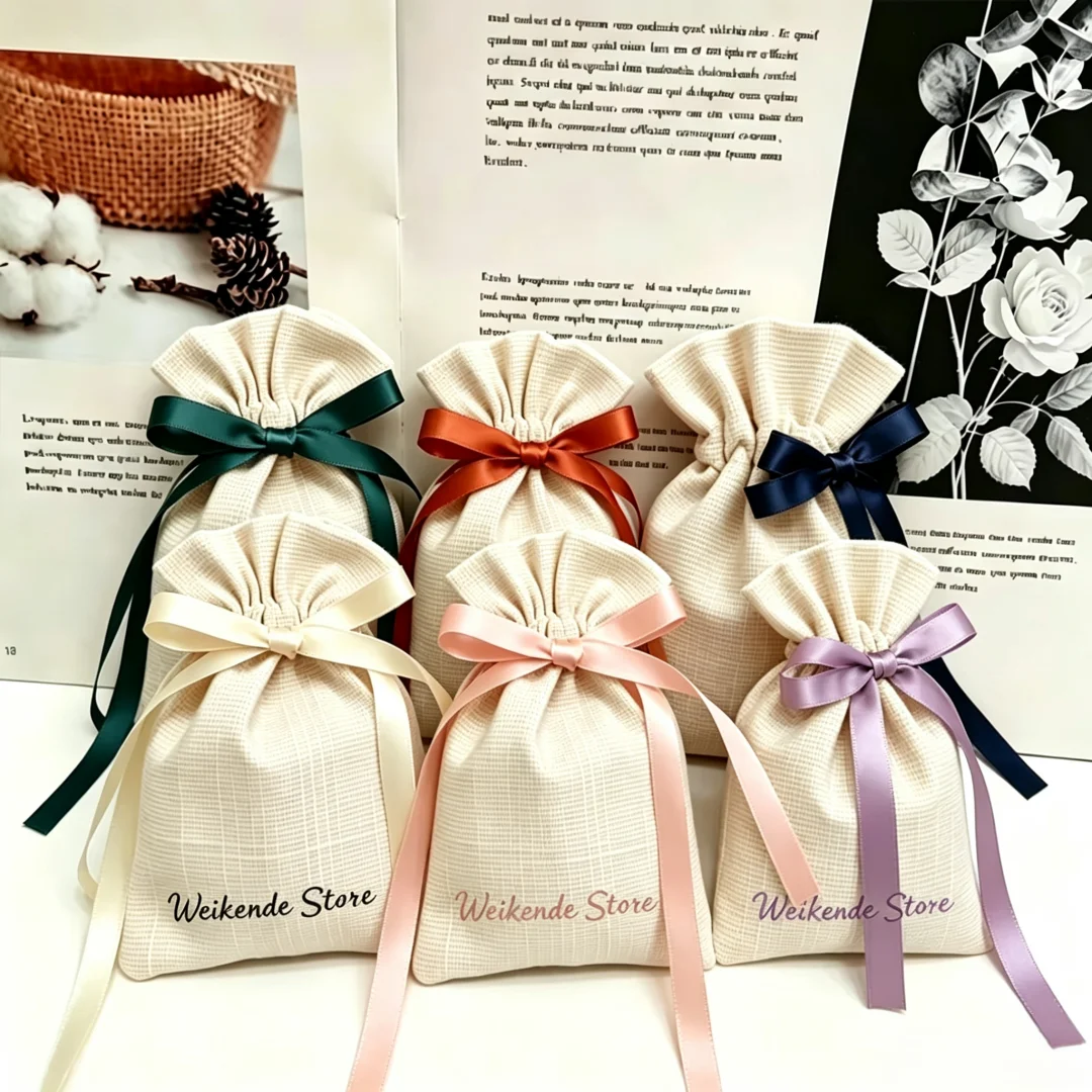 100 Bolsas de Bambú Natural con Cordón y Logotipo Personalizado, Bolsas de Embalaje para Joyería, Cosméticos, Jade, Dulces de Boda y Regalos para Recién Nacidos