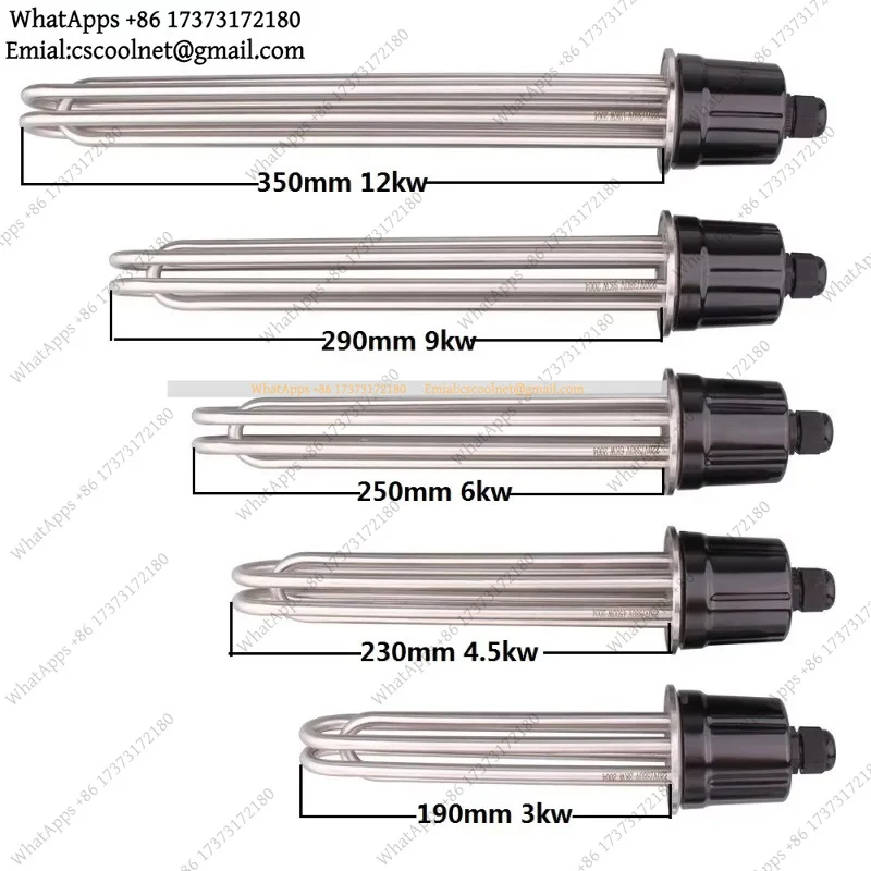 JS03 DERNORD 2 Inch Tri-Clamp Brewing Heating Element SUS304 3/4.5/6/9/12kw Immersion Water Tubular Electric Heater 220V 380V