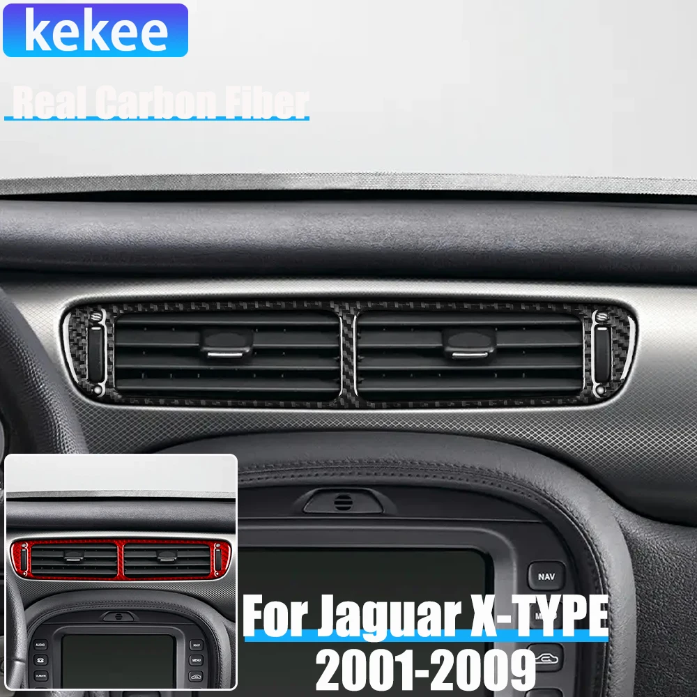 

Real Carbon Fiber Car Accessories Center Console Air Vent Decorative Trim Cover Soft Sticker For Jaguar X-TYPE X400 2001-2009