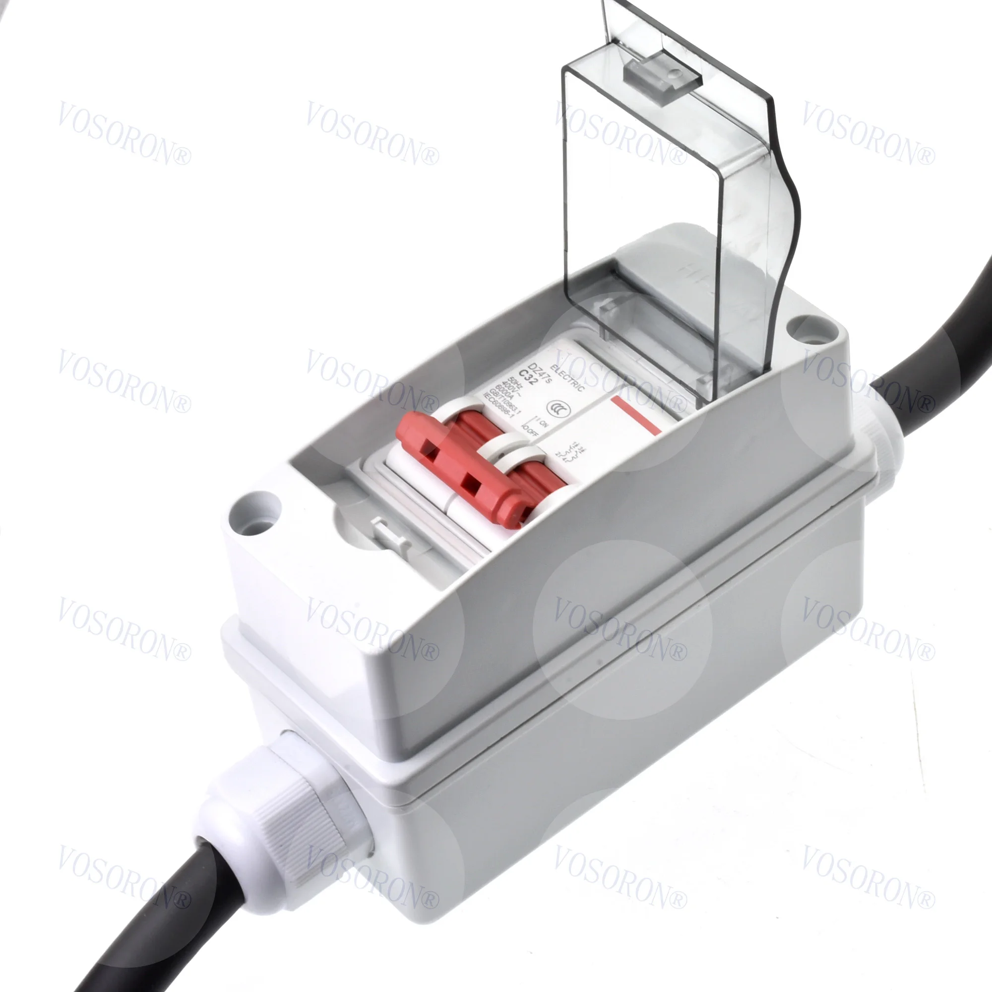 NEMA 14-30P (7.5kW) Male to CEE 3-Pin 32A Single Phase Coupler Adapter with Circuit Breaker C32, High Current Adapter IP44